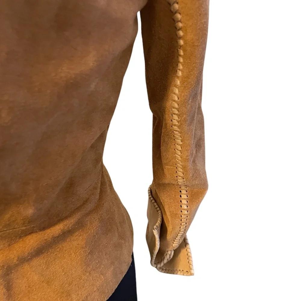 Vintage Handcrafted Custom Made Char Of Mexico Women's‎ Leather Suede Jacket XS